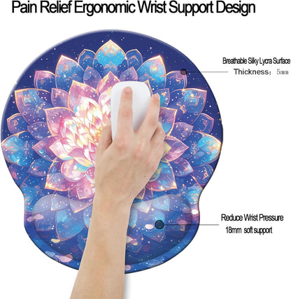 Memory Foam Wrist Support Mouse Pad Comfortable Padded Wrist Mousepads 9In X10In Desktop Notebook Mouse Mat (Galaxy Foam)