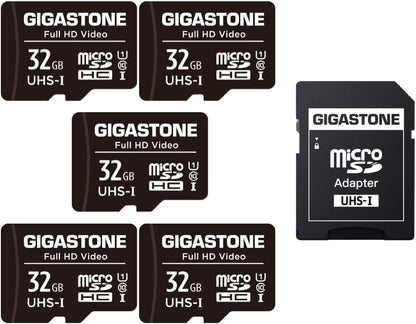 32GB 5-Pack Micro SD Card, Full HD Video, Surveillance Security Cam Action Camera Drone, 90Mb/S Micro SDHC UHS-I U1 C10 Class 10