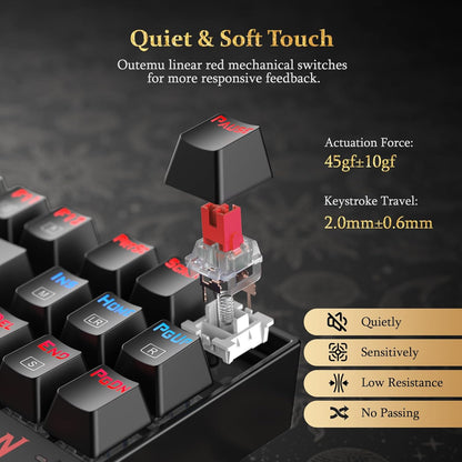 K552P Mechanical Gaming Keyboard TKL with 18 Backlight Modes, Hot-Swappable Blue Switches, 87-Key Compact Ergonomic Design, N-Key Rollover & Software Programmable Macro - RGB, White