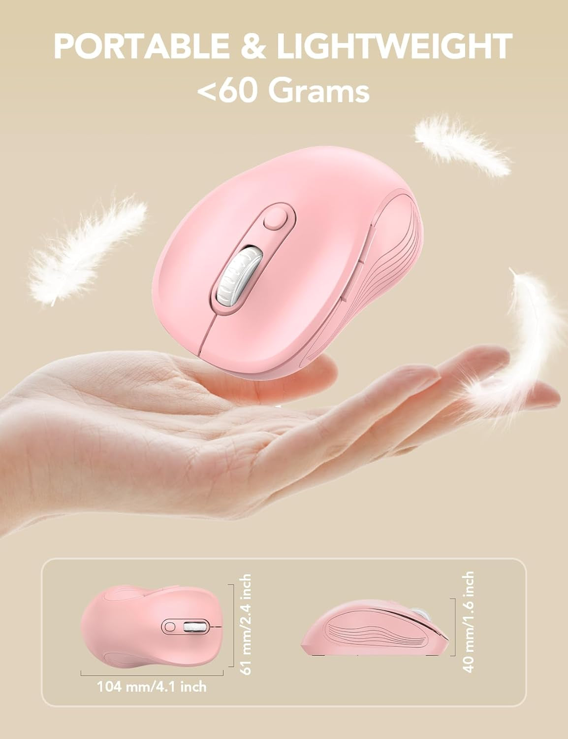 Wireless Mouse E702 2.4Ghz Portable Computer Mouse with USB Receiver, Comfortable Silent Mice for Laptop, Chromebook, PC, Notebook, Desktop, Windows, Mac (Blue&Pink)