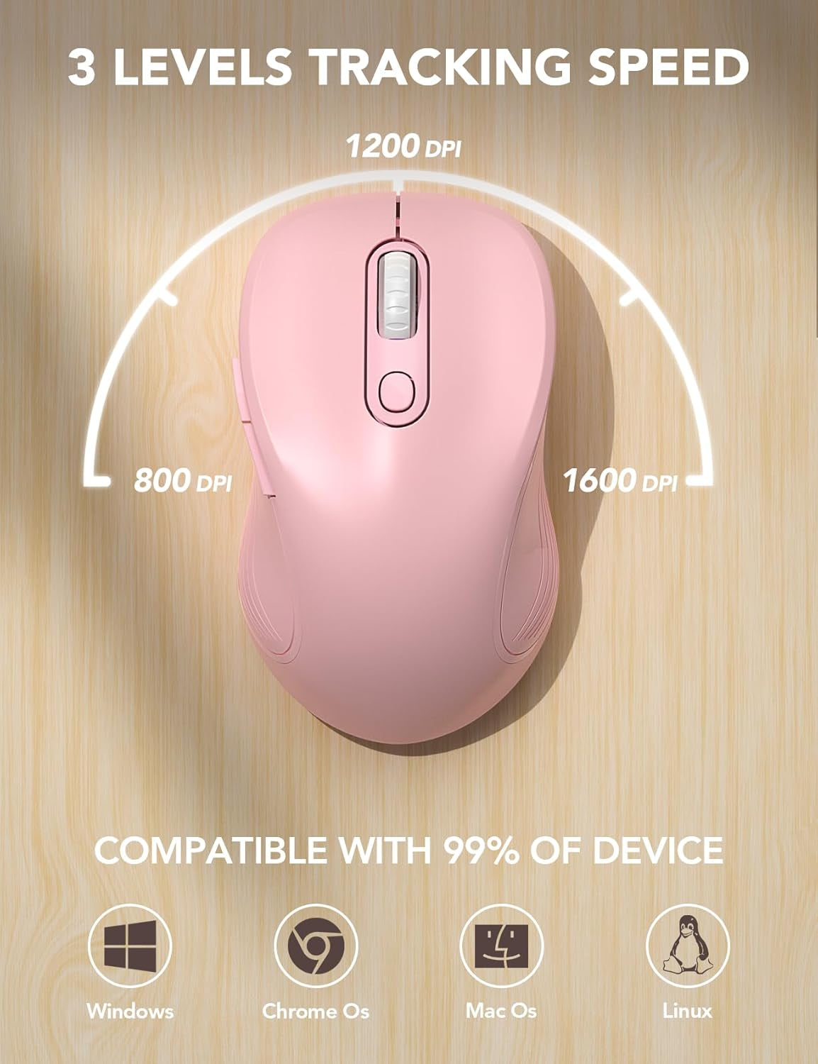 Wireless Mouse E702 2.4Ghz Portable Computer Mouse with USB Receiver, Comfortable Silent Mice for Laptop, Chromebook, PC, Notebook, Desktop, Windows, Mac (Blue&Pink)