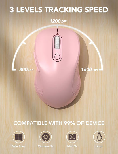 Wireless Mouse E702 2.4Ghz Portable Computer Mouse with USB Receiver, Comfortable Silent Mice for Laptop, Chromebook, PC, Notebook, Desktop, Windows, Mac (Blue&Pink)